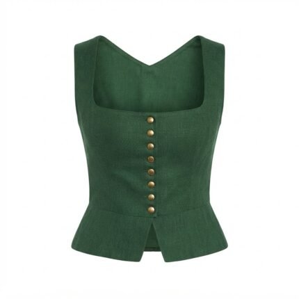 Forest Green Traditional Trachten Bodice with Antique Buttons