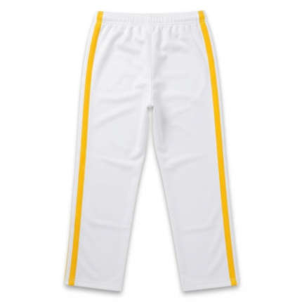 Custom White Capoeira Track Pants with Yellow Side Stripes