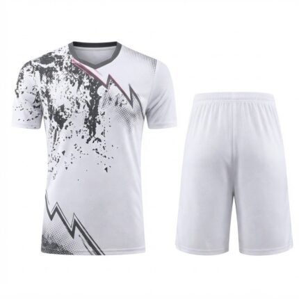 Custom White & Black Sublimated Table Tennis Uniform – Performance Jersey & Shorts Set